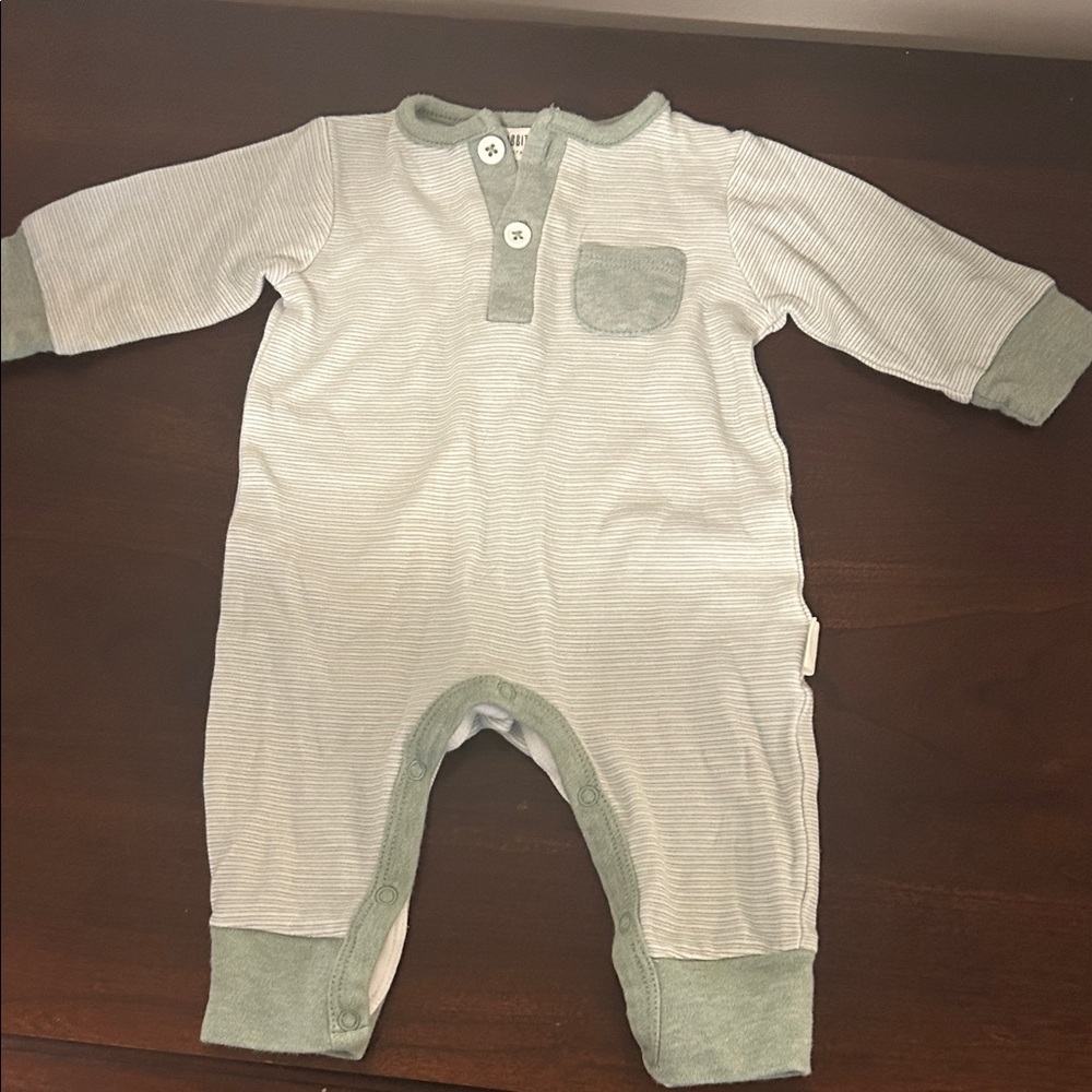 Soft Green Striped Kids one piece